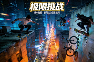 动作短片《极限挑战》 - 展示城市跑酷与极限运动结合的创意视频